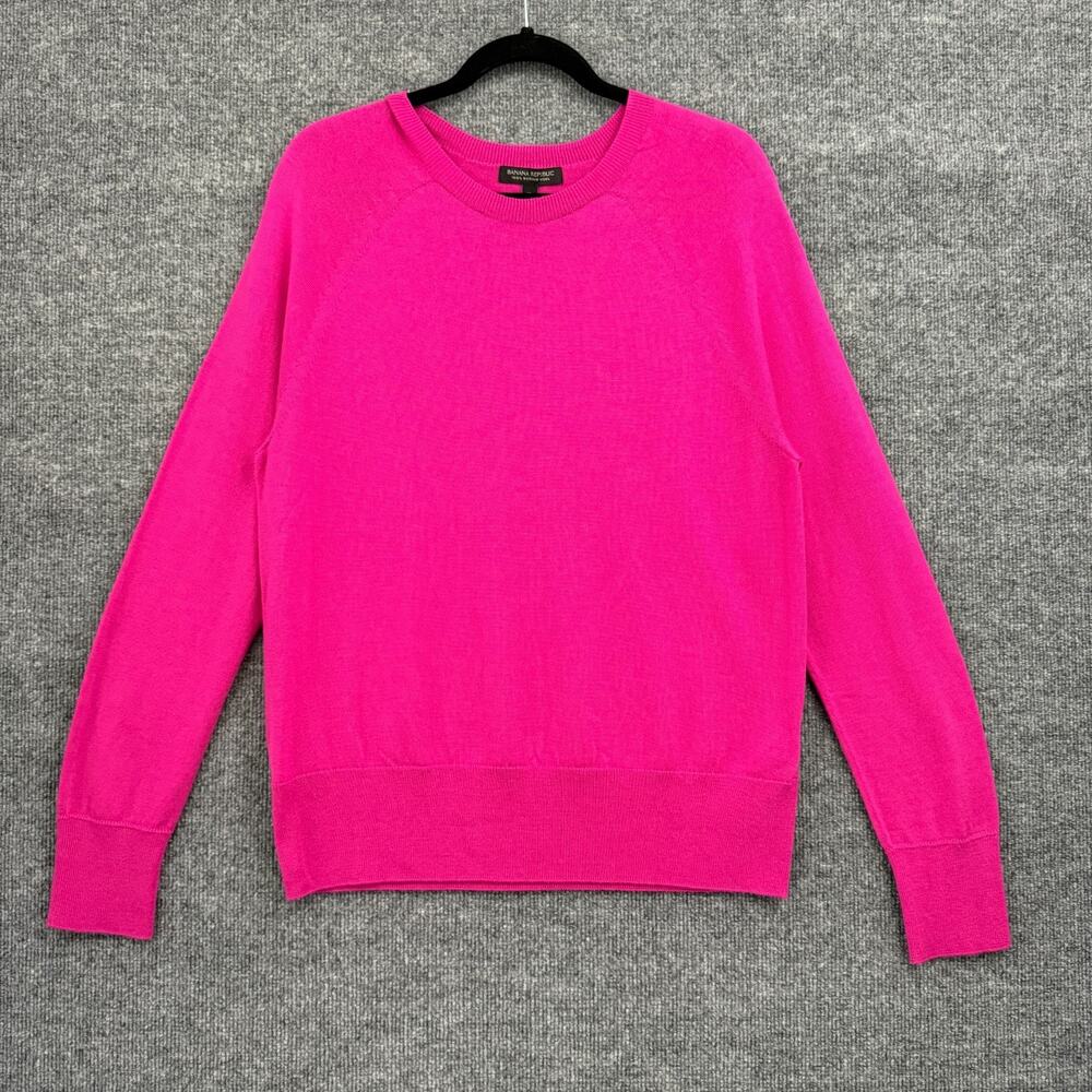 Banana Republic Womens Merino Wool Crewneck Sweater Sz XL Purple Preppy Academia